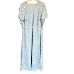 Silhouettes dress size‎ 26w burnout sage green cap Sleeve ankle length VTG
